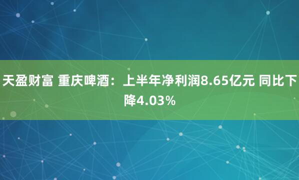 天盈财富 重庆啤酒：上半年净利润8.65亿元 同比下降4.03%
