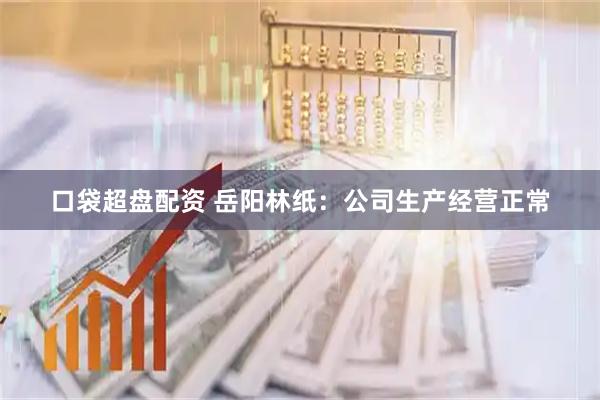 口袋超盘配资 岳阳林纸：公司生产经营正常