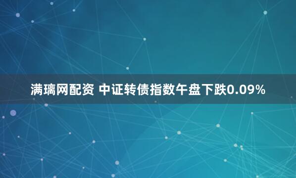 满璃网配资 中证转债指数午盘下跌0.09%